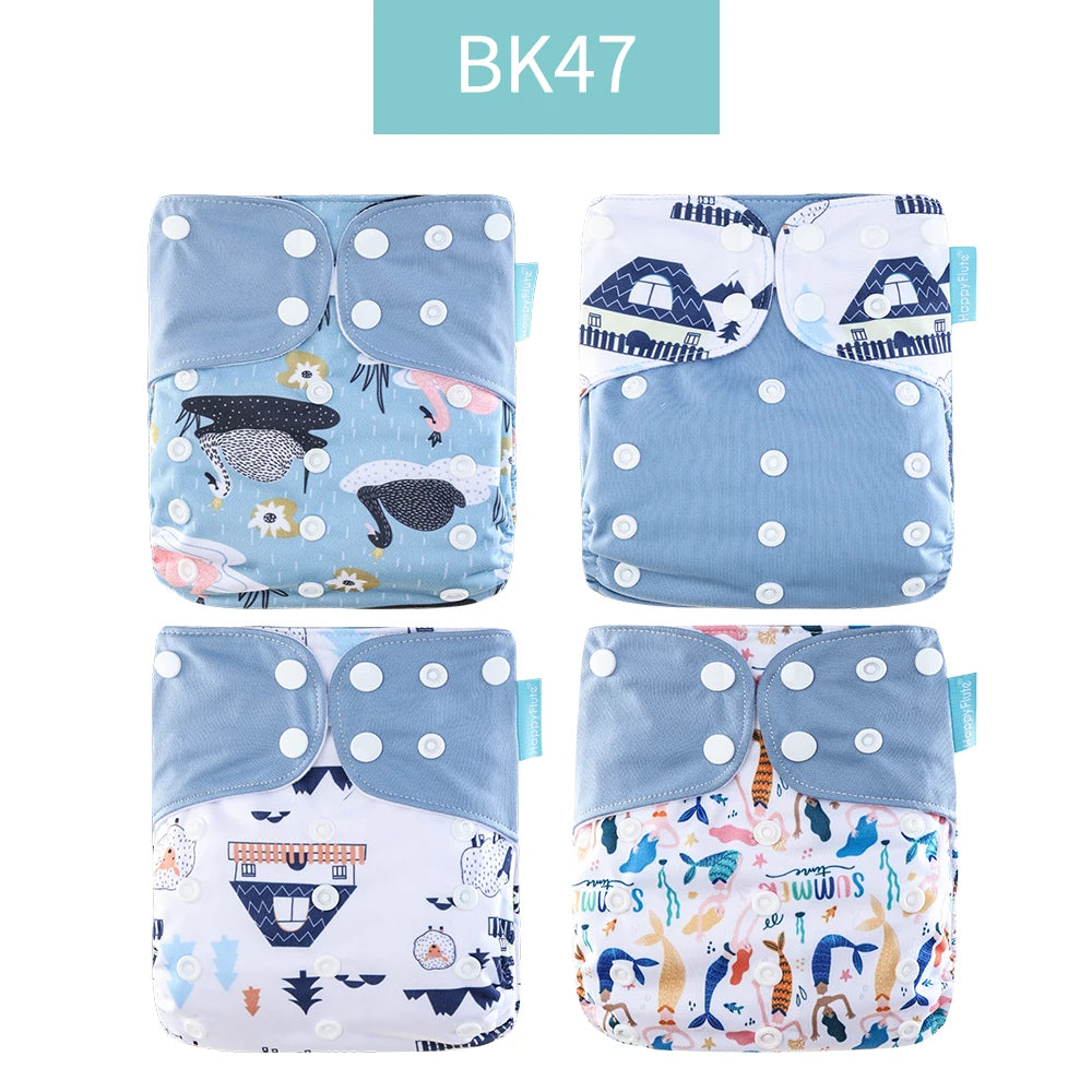 Happyflute New Desig Hot Sale 4Pcs OS Pocket Diaper Washable&Reusable Absorbent Ecological Diaper Cover Adjustable Baby Nappy