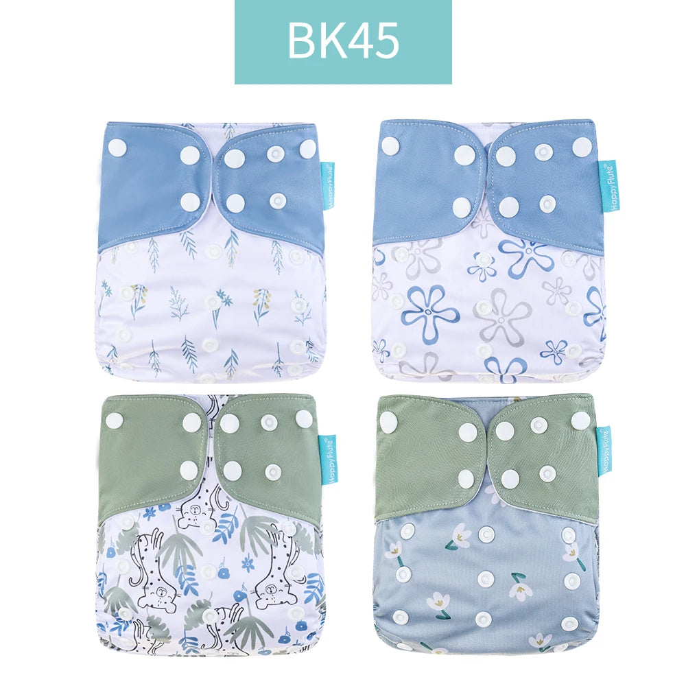 Happyflute New Desig Hot Sale 4Pcs OS Pocket Diaper Washable&Reusable Absorbent Ecological Diaper Cover Adjustable Baby Nappy