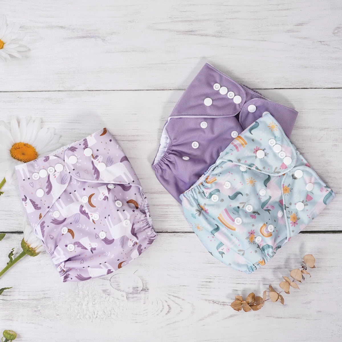 Elinfant 3PCS Washable One Size Cloth Diaper Waterproof Reusable Cloth Diaper For 3-15kg Baby