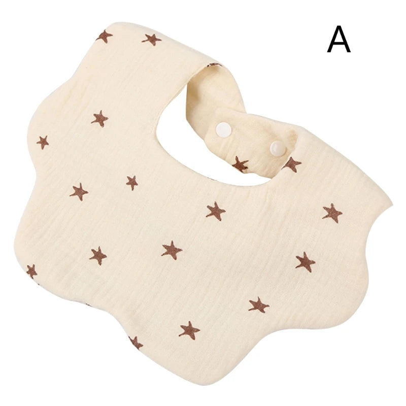 Baby Wave Shape Feeding Bib Bandana Burp Cloth Scarf Printed Soft Pure Cotton Absorbent Saliva Towel Breathable Apron Dropship