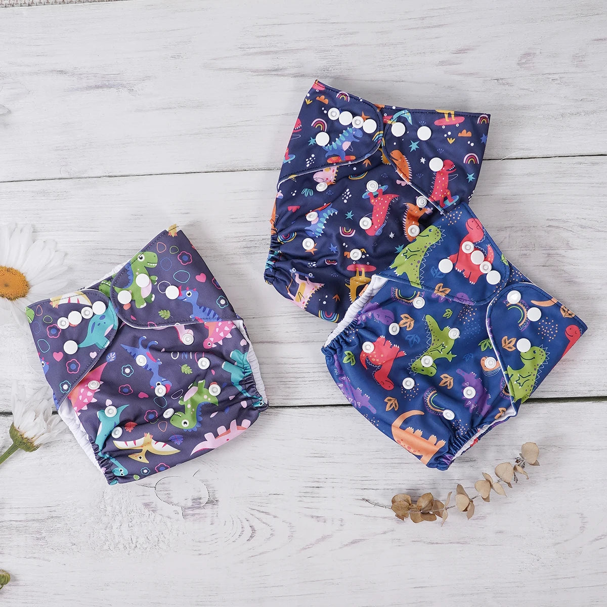 Elinfant 3PCS Washable One Size Cloth Diaper Waterproof Reusable Cloth Diaper For 3-15kg Baby