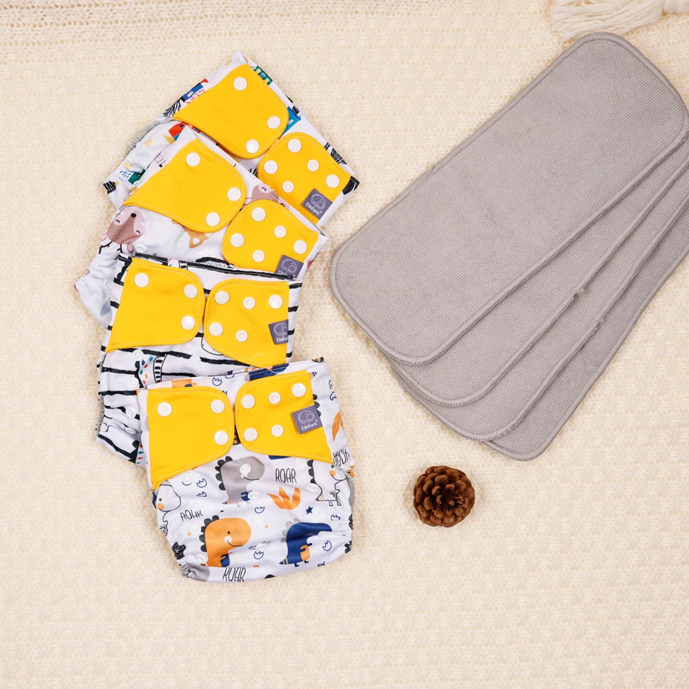 Elinfant waterproof  baby cloth diaper with 4 absorbents mesh cloth inner os for 3-15kg washable eco-friendly pocket cloth nappy