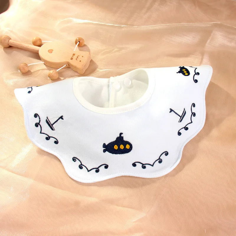 Cute Embroidery Cotton Baby Bibs Autumn New Infant Bib Newborn Burp Cloths for Kids Boy Girl Spring Soft Feeding Saliva Towel