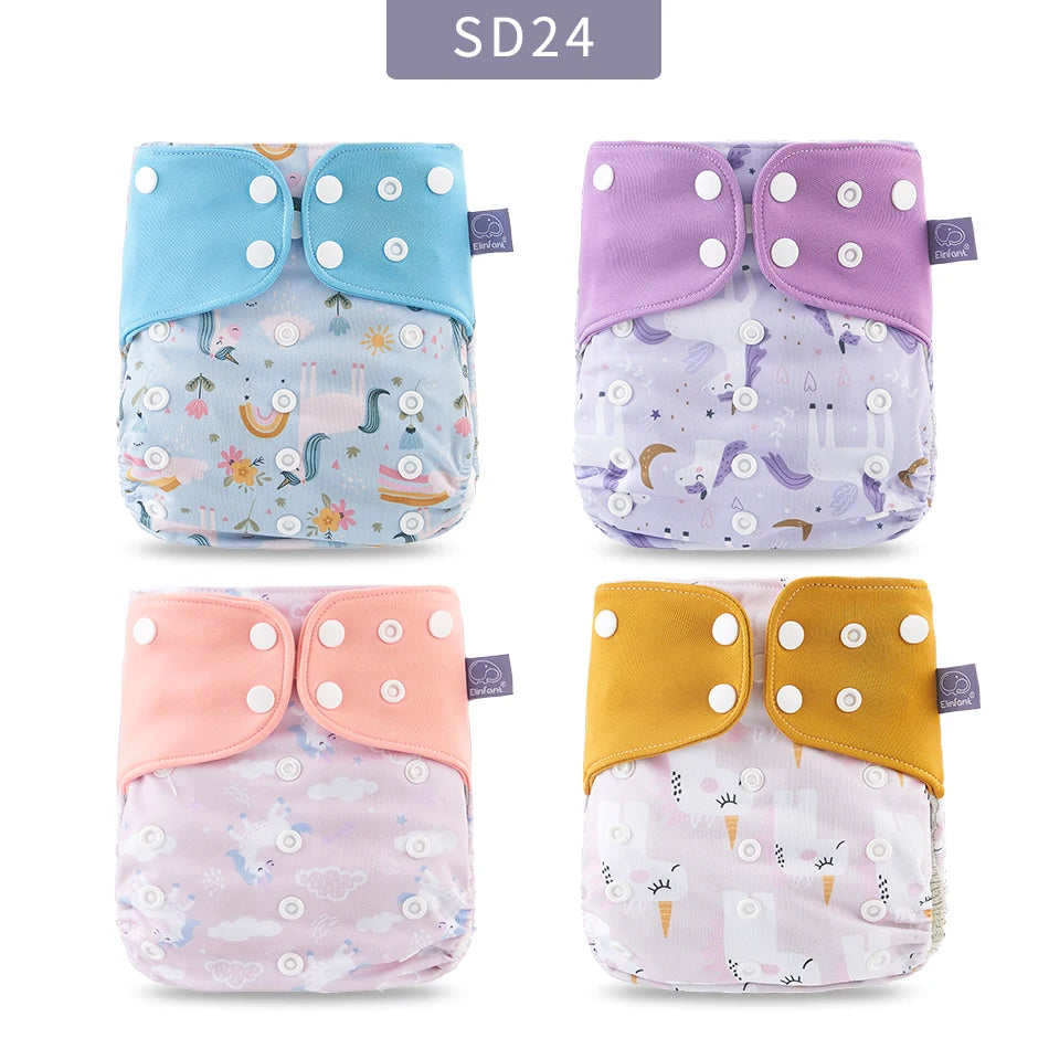 Elinfant Breathable Mesh Cloth 4pcs/set Cloth Diaper Washable Adjustable Reusable OS Baby Cloth Pocket Diaper