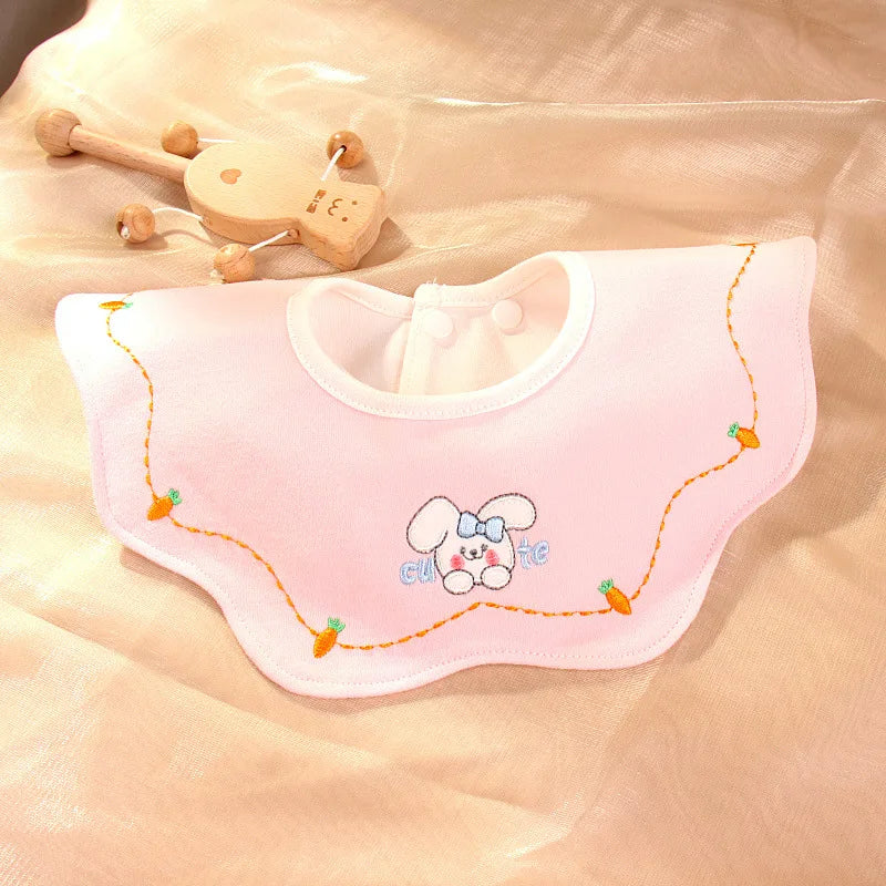 Cute Embroidery Cotton Baby Bibs Autumn New Infant Bib Newborn Burp Cloths for Kids Boy Girl Spring Soft Feeding Saliva Towel