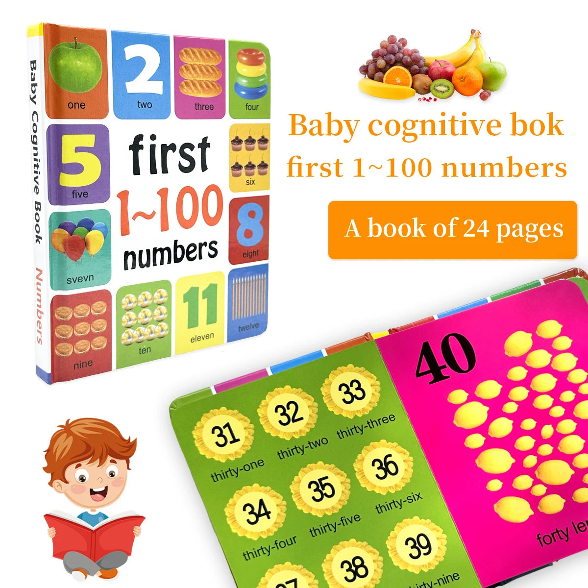 1-100 Fruits Vegetables Book Libros Manga Anime Coloring Books Preschool Learning Improves Children's Identification Skills Gift