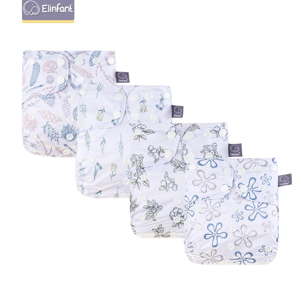 Elinfant Breathable Mesh Cloth 4pcs/set Cloth Diaper Washable Adjustable Reusable OS Baby Cloth Pocket Diaper