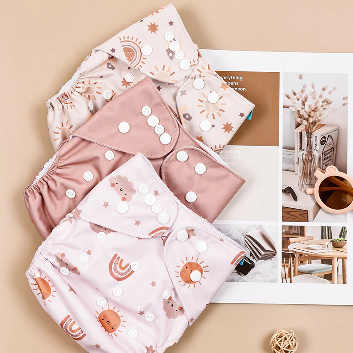 3 Pcs Ecological Baby Washable Reusable Cloth Pocket Diaper Baby Nappy With One Pocket Fit 3-15kg Baby