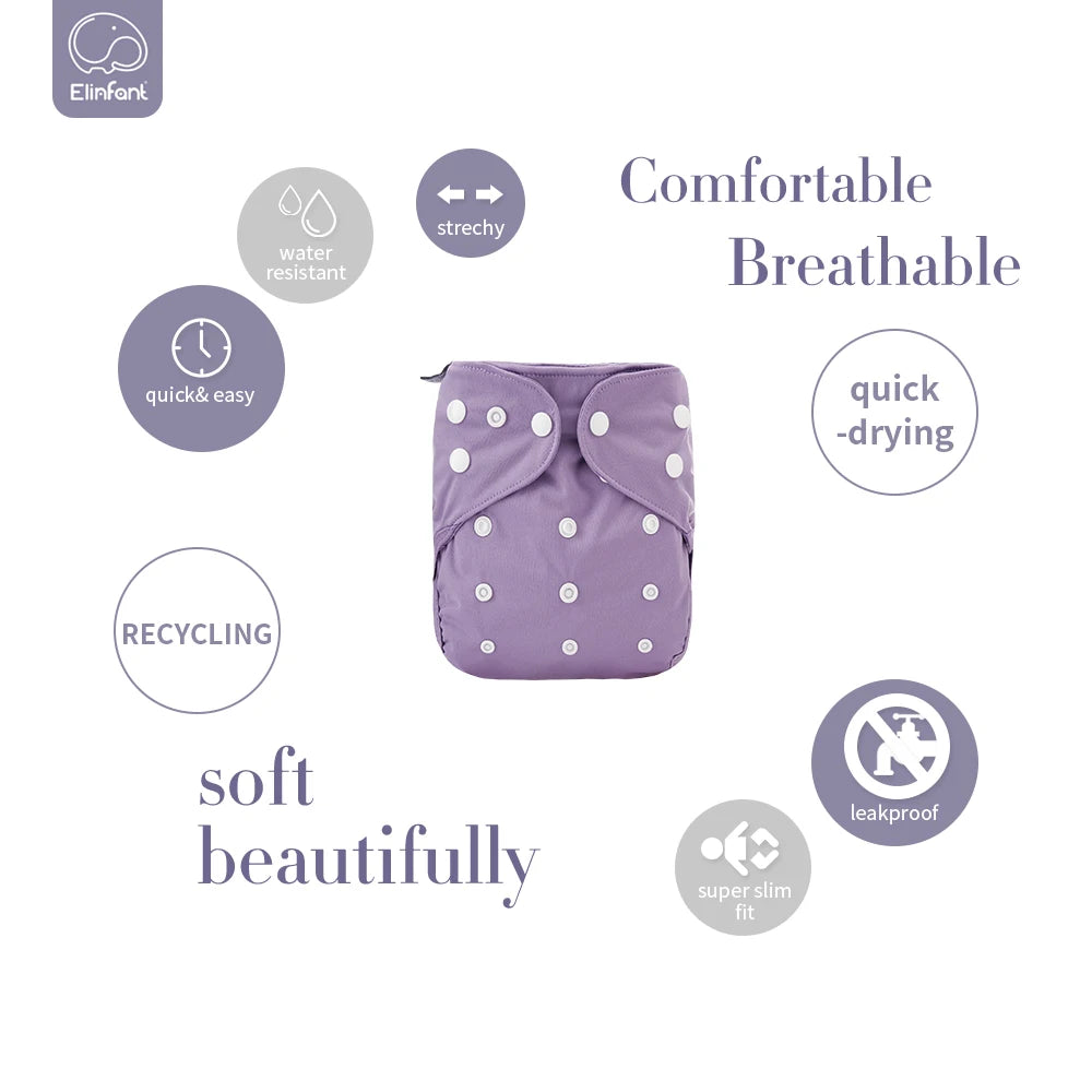 Elinfant solid color popular waterproof diaper cover washable reusable one size for 3-15kg baby cloth diaper