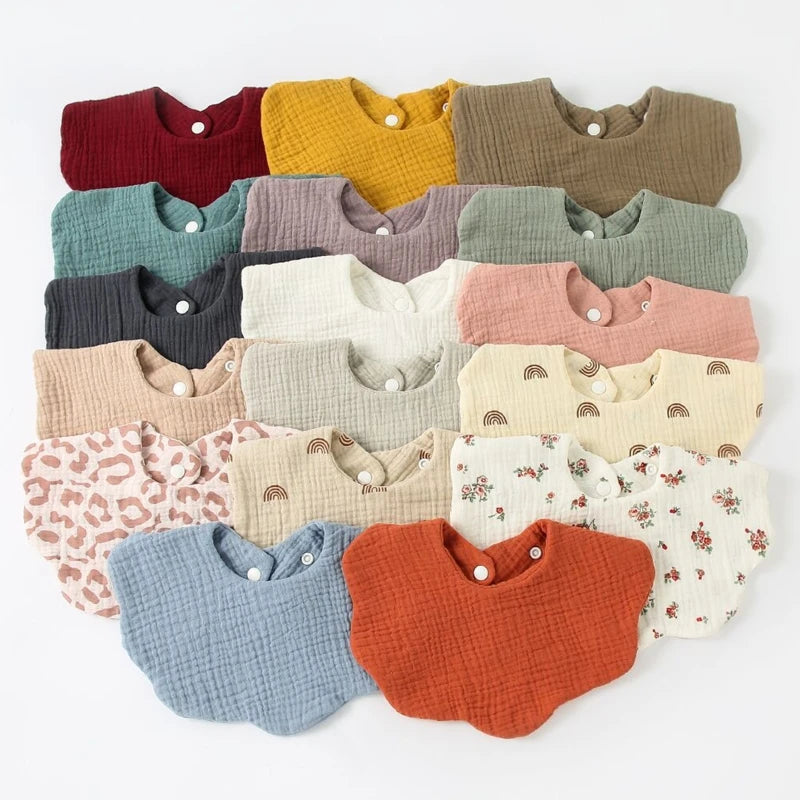 Baby  Shape Feeding Bib Bandana Burp Cloth Scarf Printed Soft  Cotton Absorbent Saliva Towel Breathable Apron for A2UB