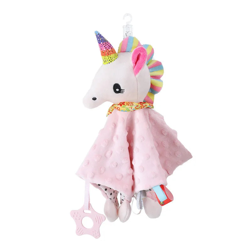 1pcs Baby Security Soothing Doll Towel with Teether Rattles Soft Blanket Snuggle Toy Stuffed Animal for Babies Newborns Gift