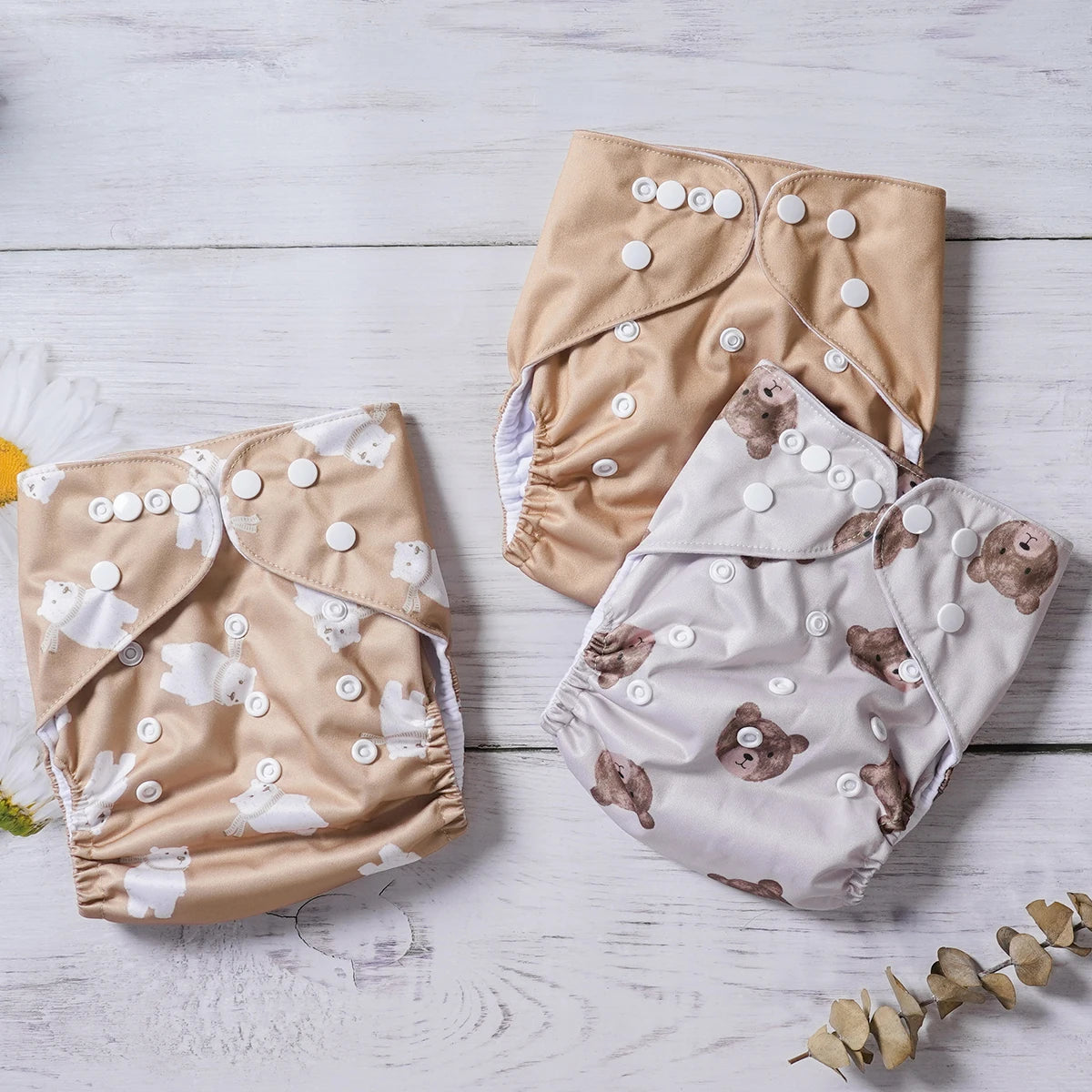 Elinfant 3PCS Washable One Size Cloth Diaper Waterproof Reusable Cloth Diaper For 3-15kg Baby