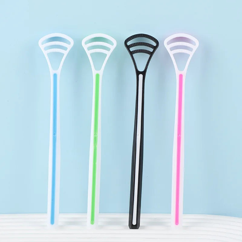 1PCS Silicone Tongue Scraper With Ergonomic Handle Double-sided Fresher Breath Tongue Cleaning Brush Oral Hygiene Tool Wholesale