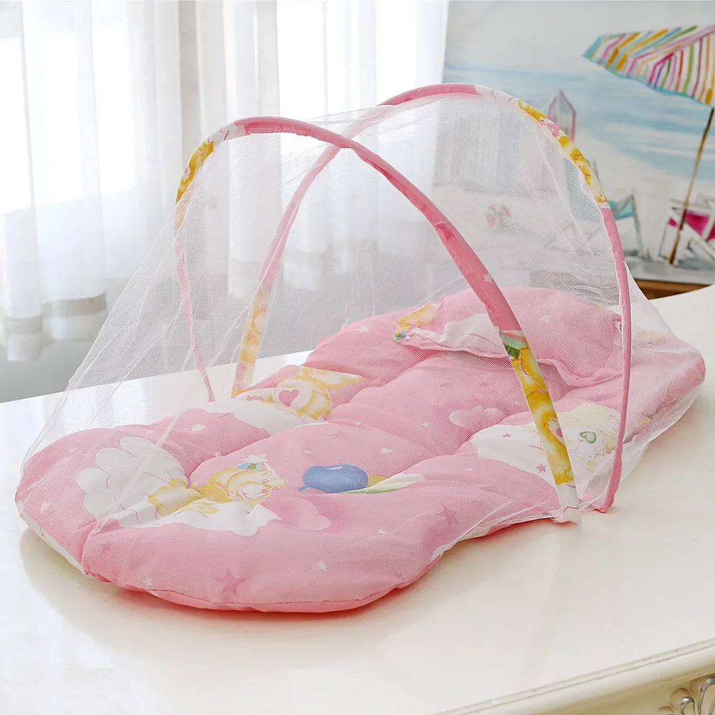 Foldable Baby Bed Mosquito Net Portable Baby Crib Netting Polyester with Pillow and Cotton Padding - Easy Installation Netting