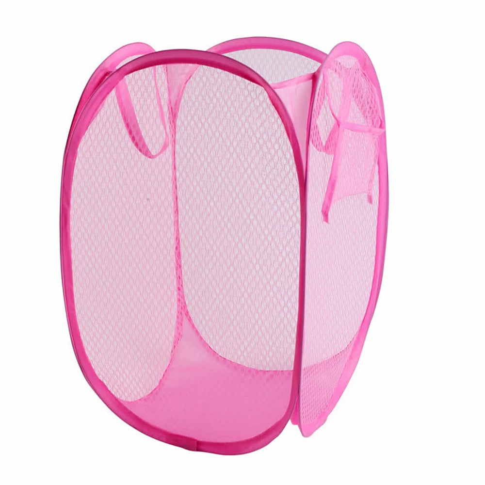 Large Capacity Dirty Clothes Basket Storage Bucket Mesh Bathroom Portable Foldable Dirty Clothes Basket