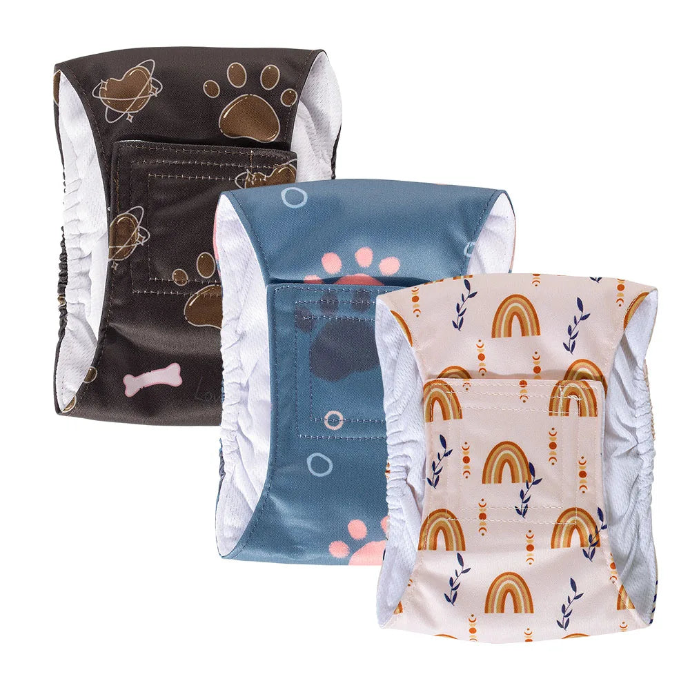 BIAI 1PC Durable Washable Male Dog Diaper Wraps Pet Boy Dog Cloth Nappies Reusable Pet Doggy Underwear Pants for Male Dog Leash