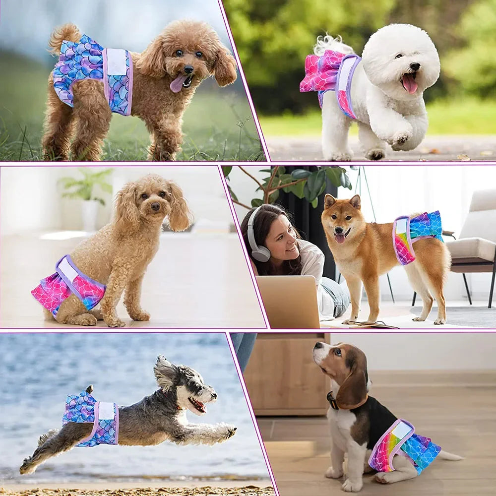 Reusable Dog Diapers Female Easy to Put No Leak Dog Diapers for Heat Cycle Diapers for Dogs Female High Absorbent Puppy Diapers