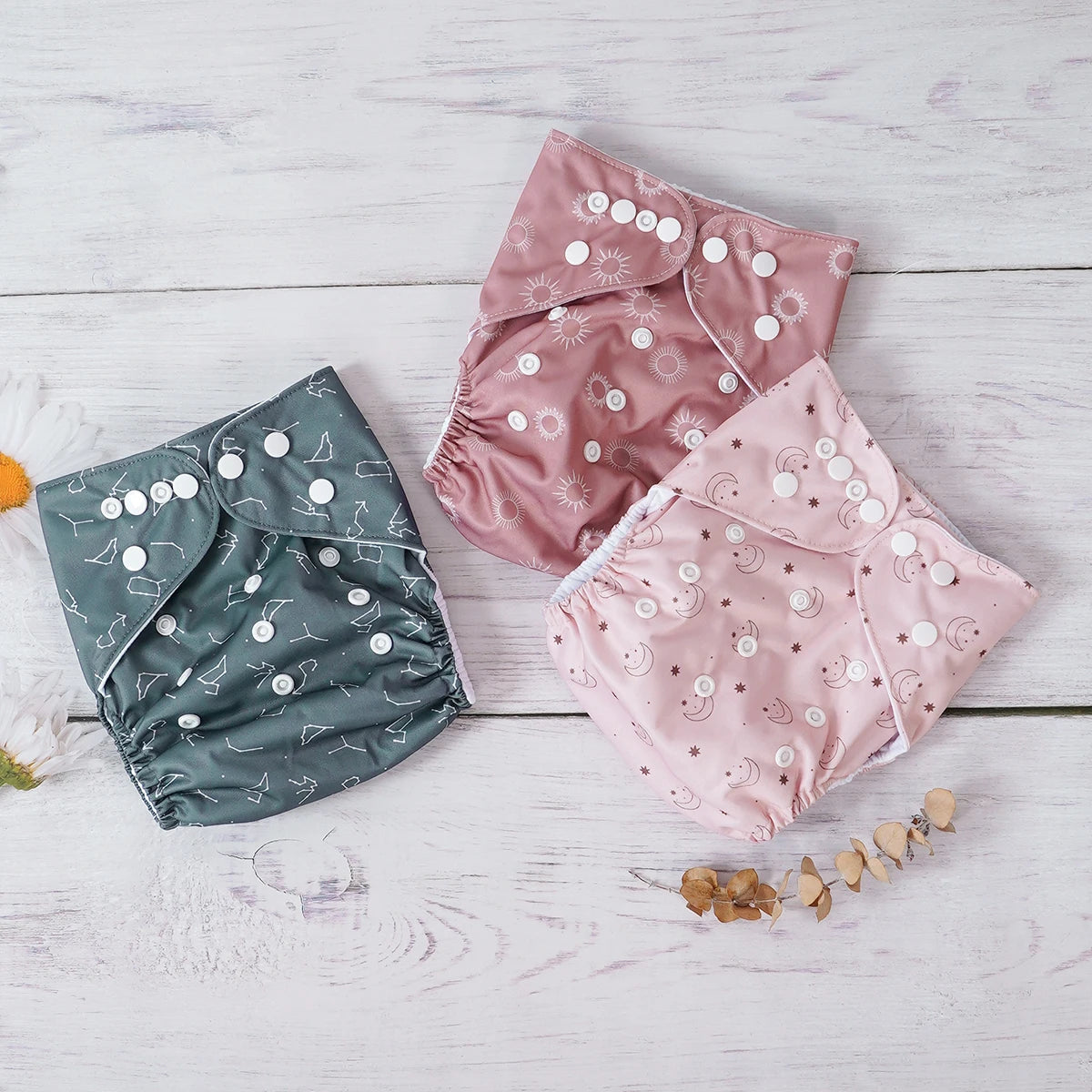 Elinfant 3PCS Washable One Size Cloth Diaper Waterproof Reusable Cloth Diaper For 3-15kg Baby
