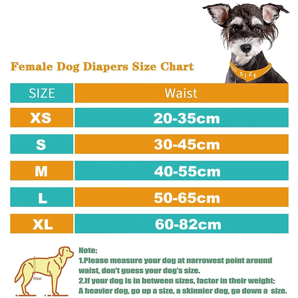 Reusable Dog Diapers Female Easy to Put No Leak Dog Diapers for Heat Cycle Diapers for Dogs Female High Absorbent Puppy Diapers
