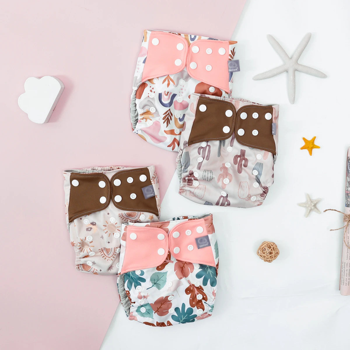 Elinfant 4PCS/Set Waterproof Washable Baby Cloth Diapers,Breathable Mesh Cloth Inner Baby Pocket Diapers, Cloth Nappy For 3-15kg