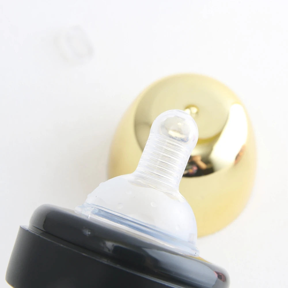 Golden BPA Free 240ML Baby Crown Bottle With 26 Letters Pacifier Chain Gem Clip /Teether Toy Boy And Girls