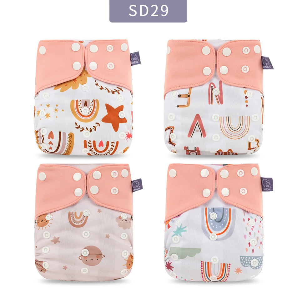 Elinfant ECO-friendly Gray Mesh Cloth New 4pcs/set Washable Pocket Diaper Adjustable Reusable fralda Ecological Cloth Diaper
