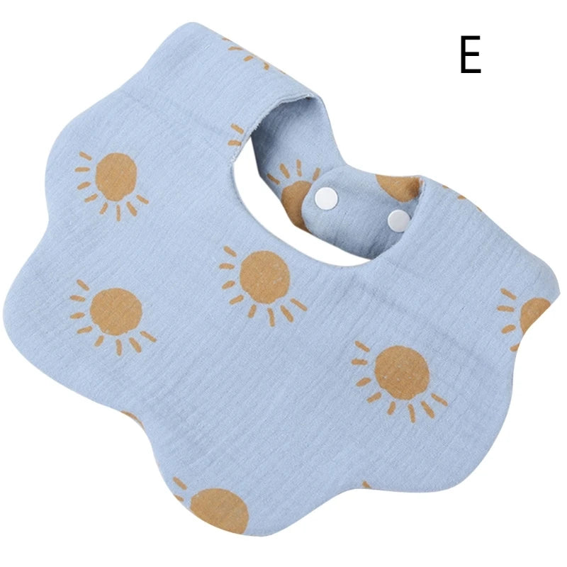 Baby Wave Shape Feeding Bib Bandana Burp Cloth Scarf Printed Soft Pure Cotton Absorbent Saliva Towel Breathable Apron Dropship