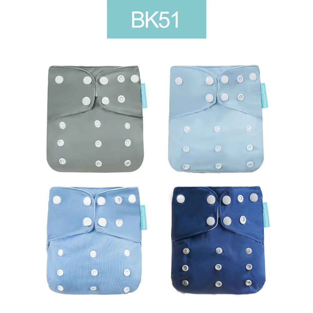 Happyflute New Desig Hot Sale 4Pcs OS Pocket Diaper Washable&Reusable Absorbent Ecological Diaper Cover Adjustable Baby Nappy