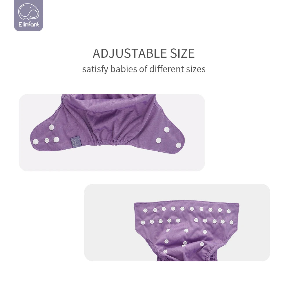 Elinfant solid color popular waterproof diaper cover washable reusable one size for 3-15kg baby cloth diaper