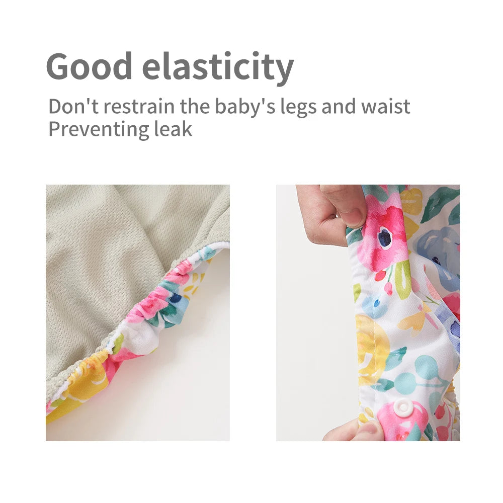 Elinfant Breathable Mesh Cloth 4pcs/set Cloth Diaper Washable Adjustable Reusable OS Baby Cloth Pocket Diaper