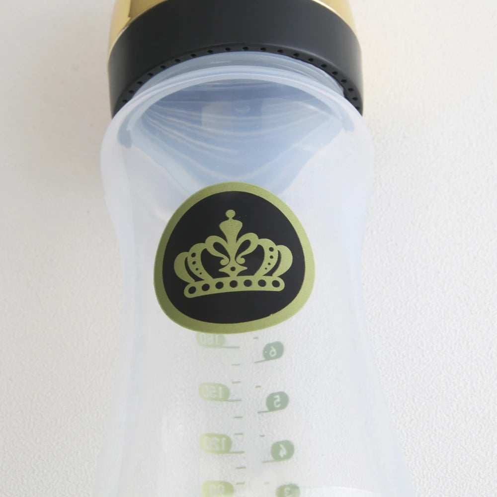 Golden BPA Free 240ML Baby Crown Bottle With 26 Letters Pacifier Chain Gem Clip /Teether Toy Boy And Girls