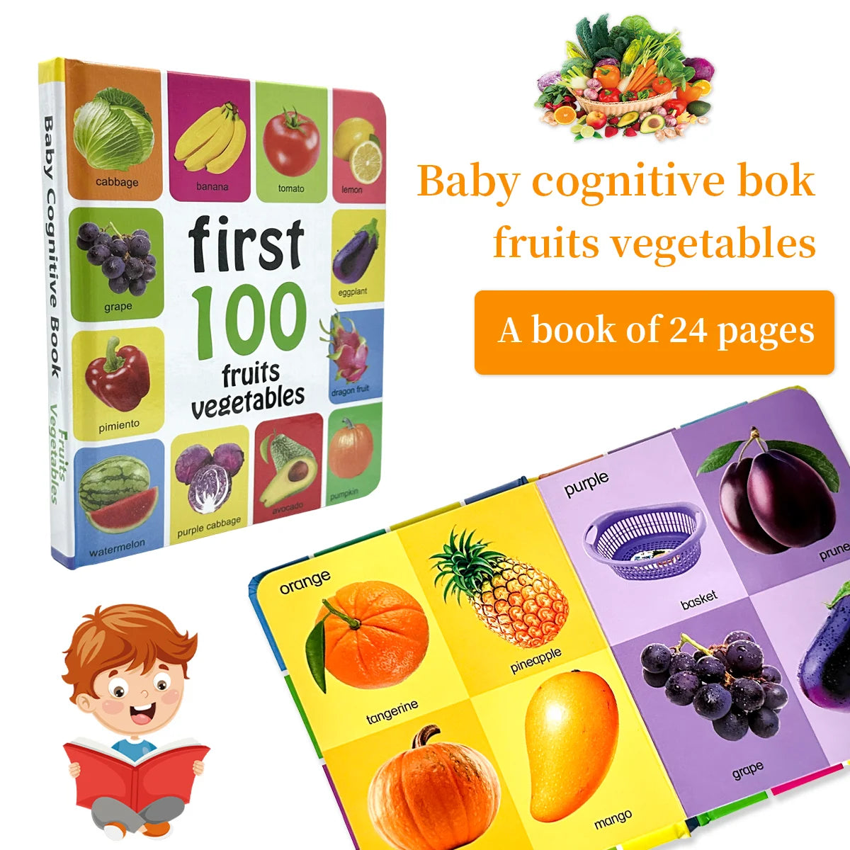 1-100 Fruits Vegetables Book Libros Manga Anime Coloring Books Preschool Learning Improves Children's Identification Skills Gift