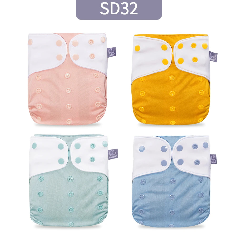 Elinfant Breathable Mesh Cloth 4pcs/set Cloth Diaper Washable Adjustable Reusable OS Baby Cloth Pocket Diaper