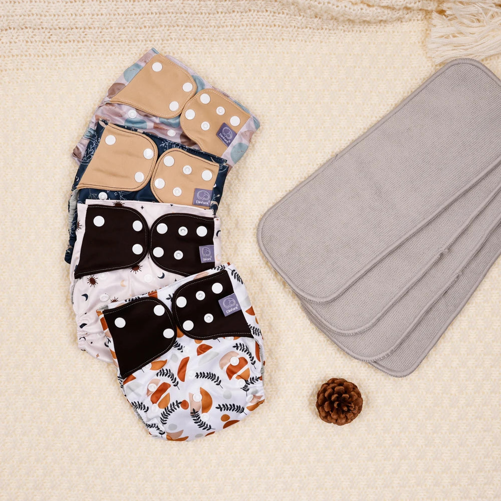 Elinfant waterproof  baby cloth diaper with 4 absorbents mesh cloth inner os for 3-15kg washable eco-friendly pocket cloth nappy
