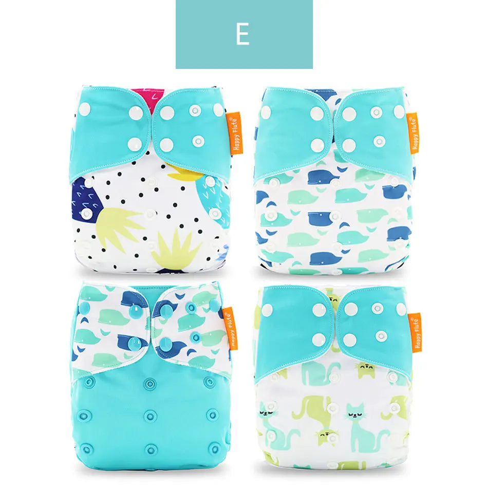 Happyflute New Desig Hot Sale 4Pcs OS Pocket Diaper Washable&Reusable Absorbent Ecological Diaper Cover Adjustable Baby Nappy
