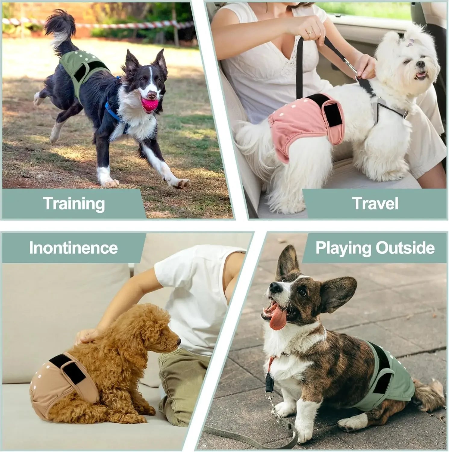 Washable Female Dog Diapers Premium Reusable Diapers for Doggie in Heat Highly Absorbent Dog Diapers Female for Pet Incontinence