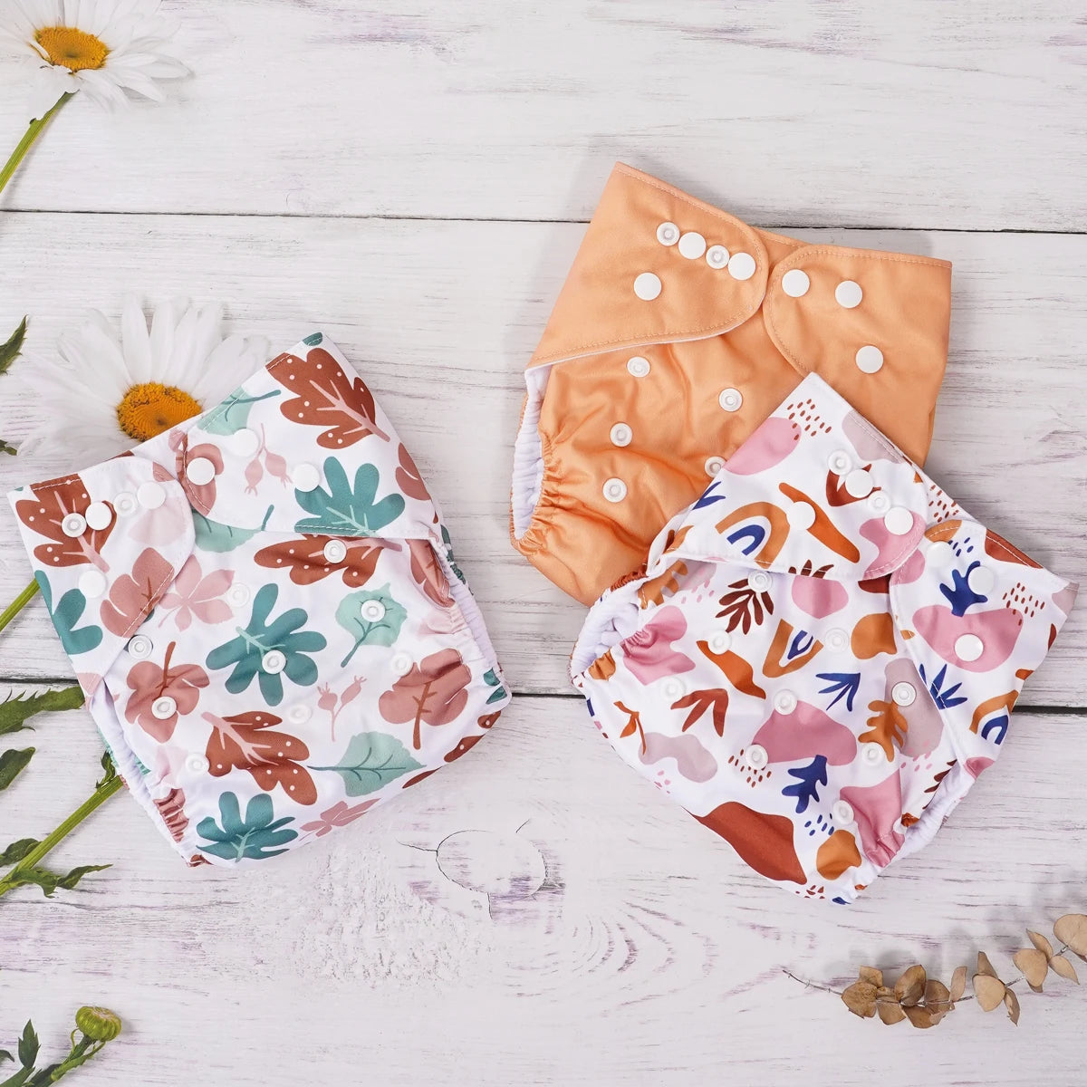 Elinfant 3PCS Washable One Size Cloth Diaper Waterproof Reusable Cloth Diaper For 3-15kg Baby