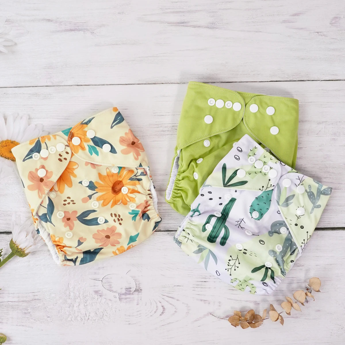 Elinfant 3PCS Washable One Size Cloth Diaper Waterproof Reusable Cloth Diaper For 3-15kg Baby