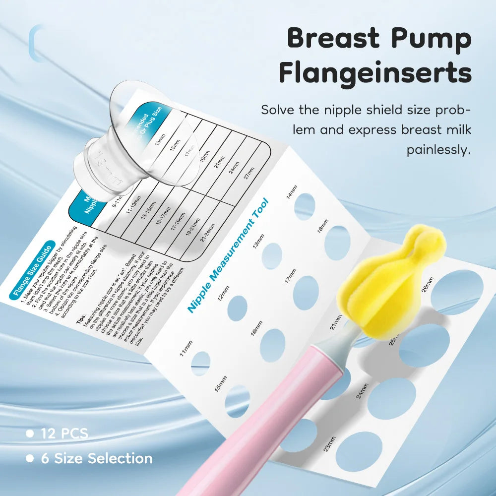 MAMIJOY Silicone Flange Inserts for Breast Pumps Electric Breast Pumps Nipple Tunnel Narrow Connector 13/15/17/19/21/24mm Flange