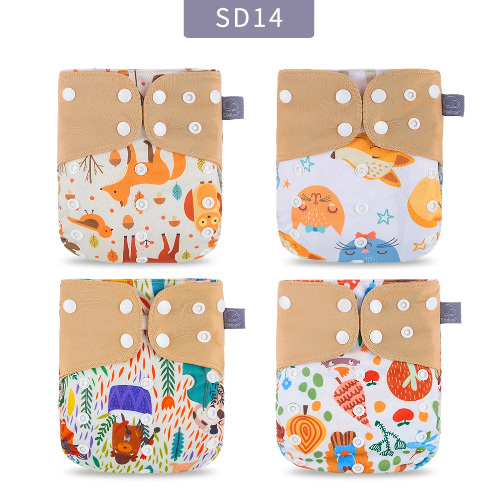 Elinfant Breathable Mesh Cloth 4pcs/set Cloth Diaper Washable Adjustable Reusable OS Baby Cloth Pocket Diaper