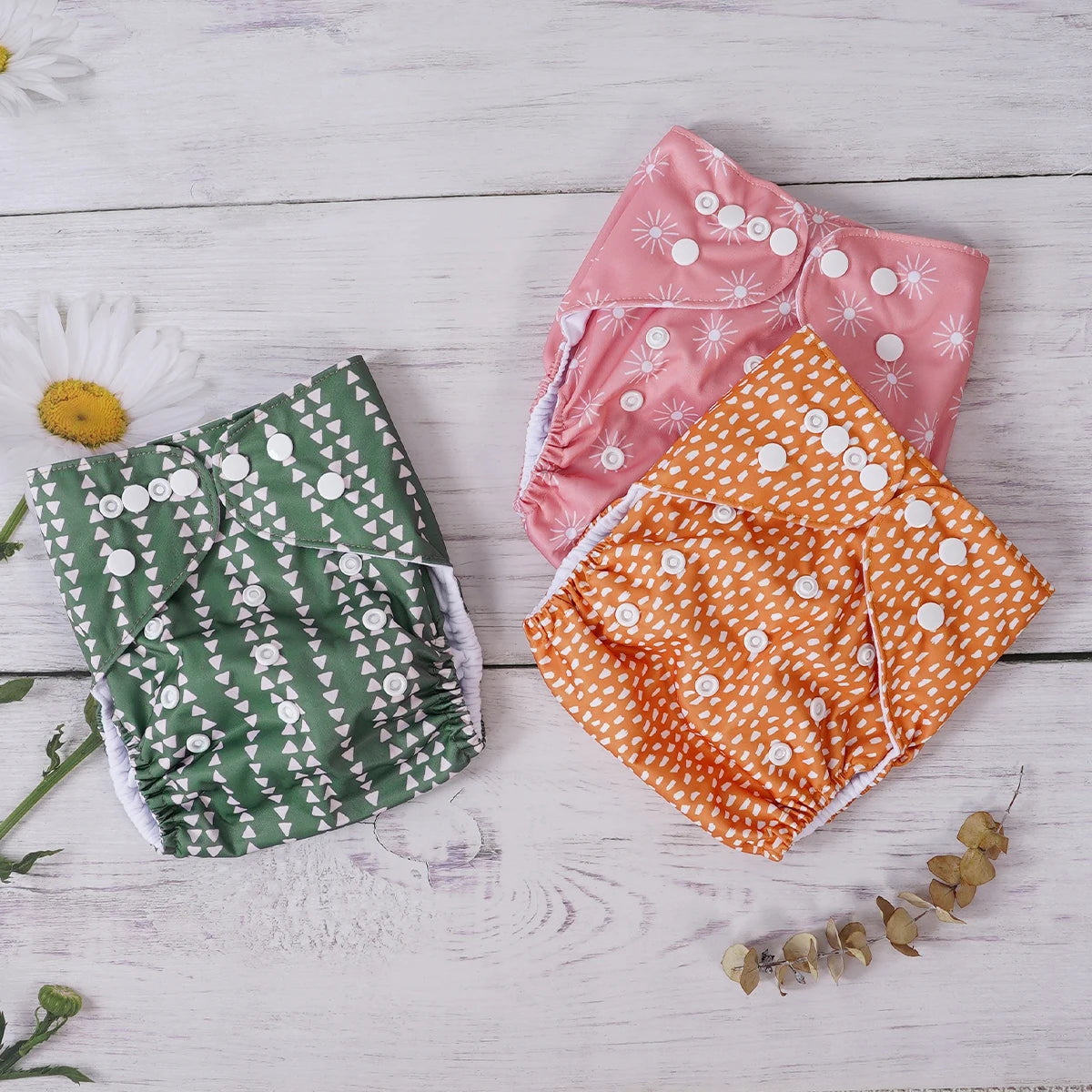 Elinfant 3PCS Washable One Size Cloth Diaper Waterproof Reusable Cloth Diaper For 3-15kg Baby