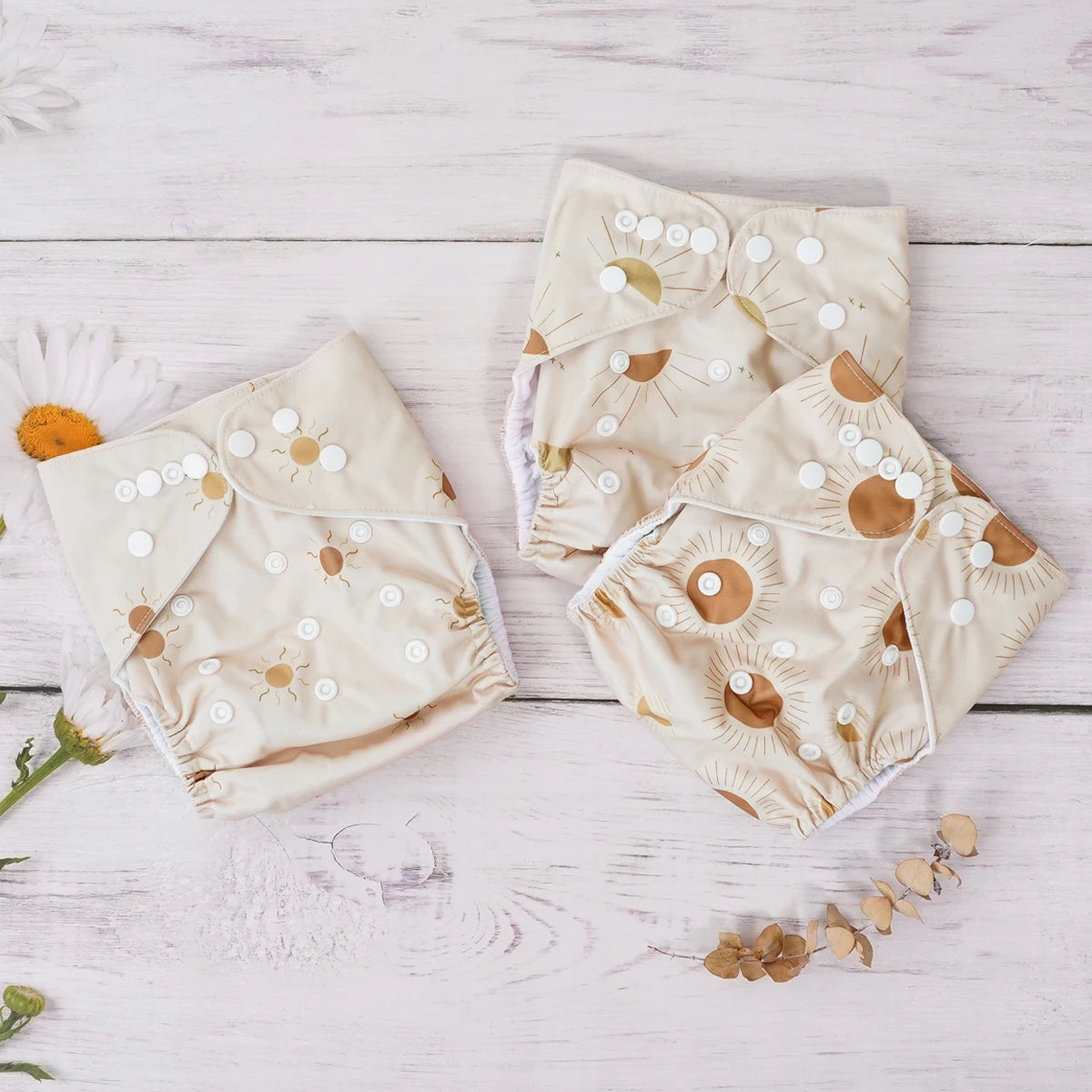 Elinfant 3PCS Washable One Size Cloth Diaper Waterproof Reusable Cloth Diaper For 3-15kg Baby