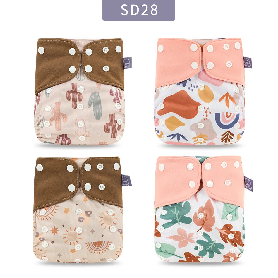 Elinfant Breathable Mesh Cloth 4pcs/set Cloth Diaper Washable Adjustable Reusable OS Baby Cloth Pocket Diaper