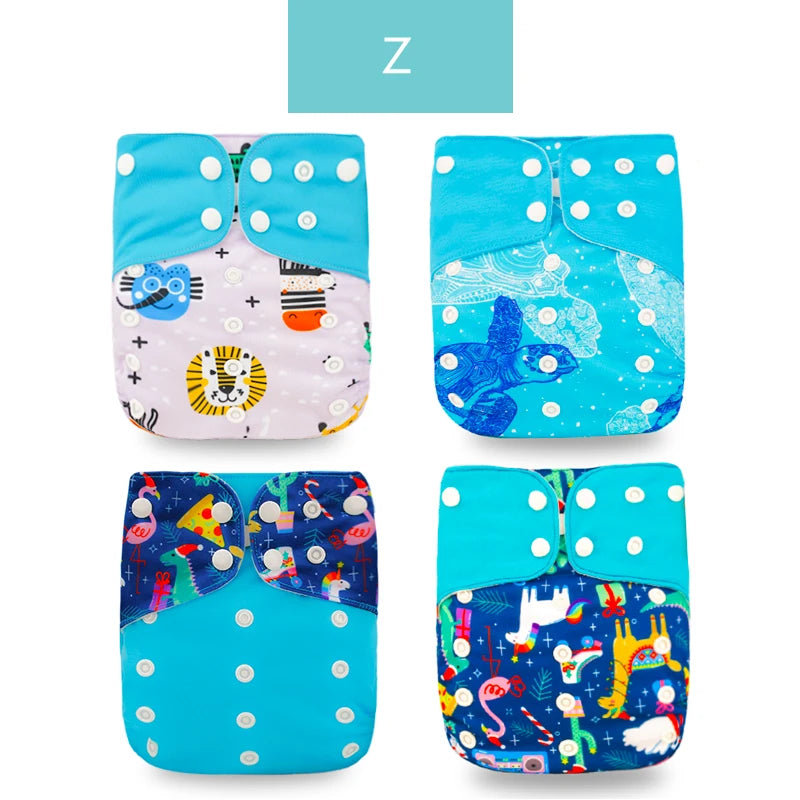 HappyFlute 4Pcs/Set 3-15kg Pocket Diaper EOC-Friendly Washable&Reusable Absorbent Adjustable Baby Ecological Nappy Cover