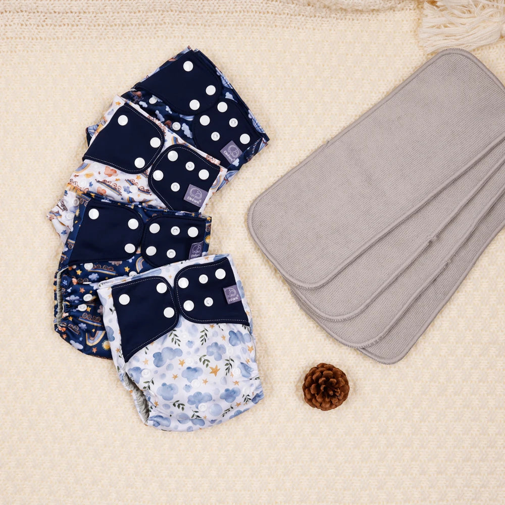 Elinfant waterproof  baby cloth diaper with 4 absorbents mesh cloth inner os for 3-15kg washable eco-friendly pocket cloth nappy