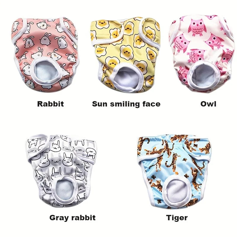 Female dog Cute Washable Male Dog Diapers, Reusable High Absorbency Leak-Proof Male Dog Diapers Dog Physiological Pants 6 colors