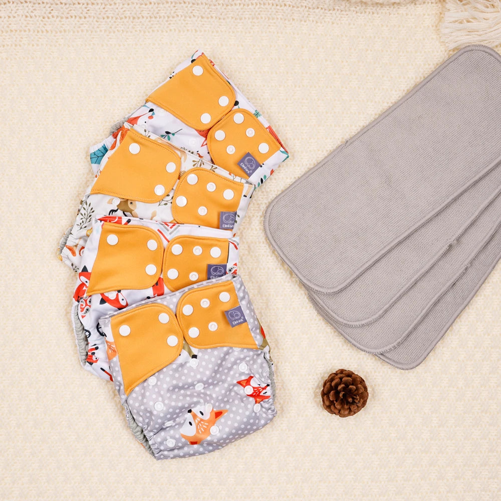 Elinfant waterproof  baby cloth diaper with 4 absorbents mesh cloth inner os for 3-15kg washable eco-friendly pocket cloth nappy