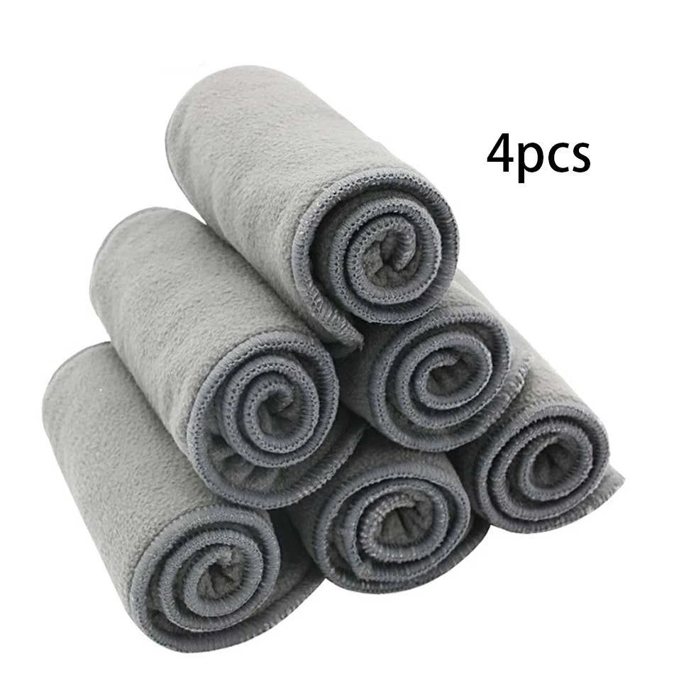 Happy Flute High Quality Baby Nappies Bamboo Charcoal Liner nappy diaper Insert For Baby Cloth Diaper Nappy Washable 4 Layers